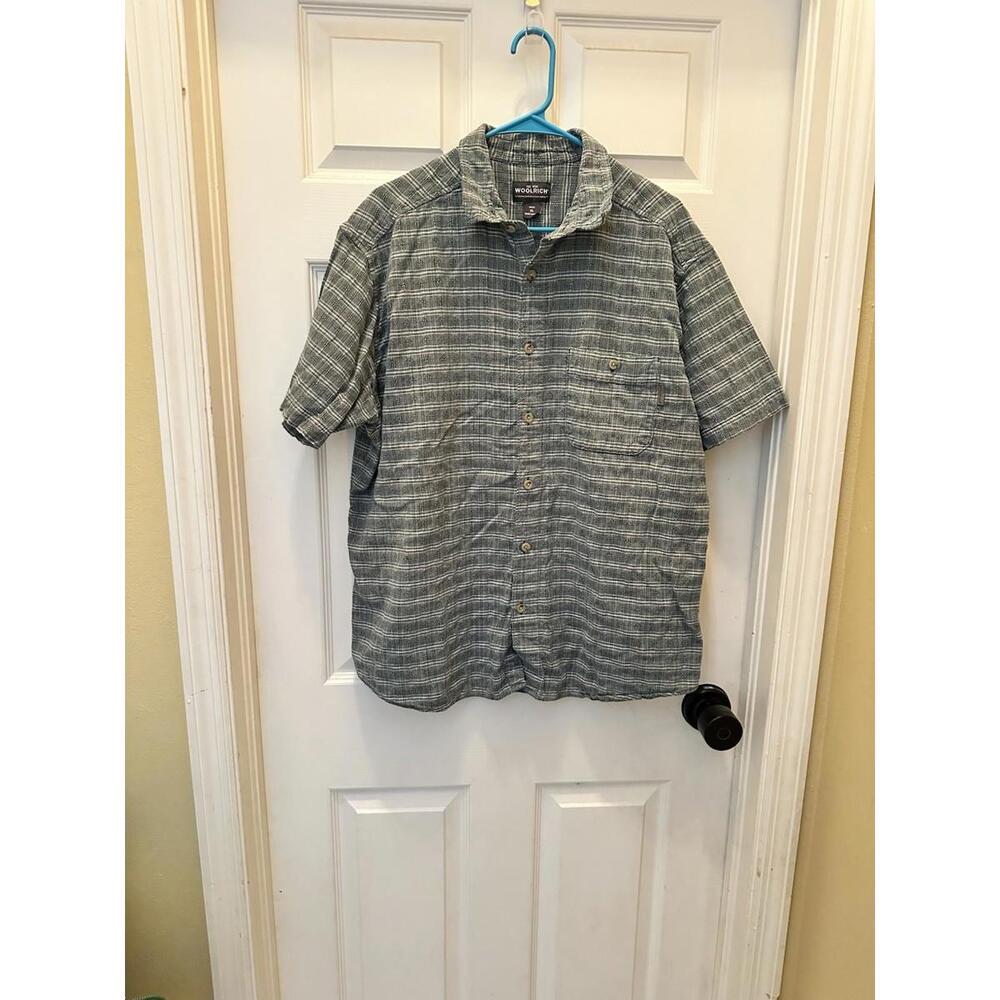 Men’s Wool rich XL Cotton Green Short Sleeve Button Up Shirt